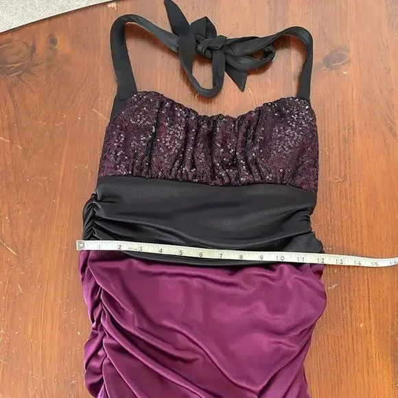 Speechless Sequin Medium Mini Dress Purple Black Made in USA Wear Underarms - Picture 5 of 11